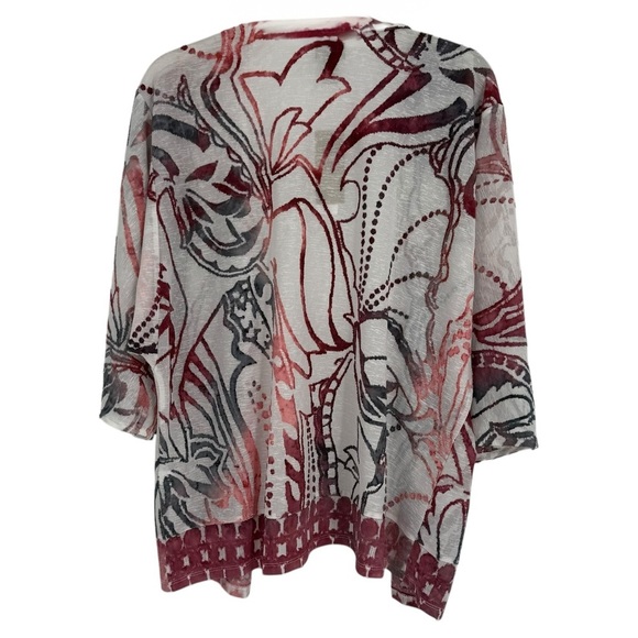 Chico’s NWT Tie-dye Look Jacquard Sheer Jacket Size 2(L) Open Front 3/4 Sleeves - Picture 2 of 11